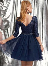 Load image into Gallery viewer, Prom Dresses Beading Tulle Short/Mini A-Line Scoop With Janet