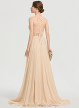 Load image into Gallery viewer, Square With Sequins Prom Dresses Sweep Train Chiffon A-Line Beading Kassidy