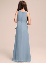 Load image into Gallery viewer, Junior Bridesmaid Dresses A-Line Kiara Neck Floor-Length Scoop Ruffles Cascading With Chiffon