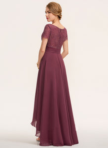 Length Asymmetrical Pleated Silhouette Neckline V-neck Embellishment A-Line Fabric Adeline Bridesmaid Dresses