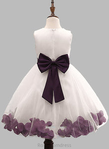 Dress Cotton Blends Girl Flower(s)/Bow(s) Neck Ball Scoop Jeanie Knee-length With Flower Gown Sleeveless Flower Girl Dresses -