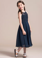 Load image into Gallery viewer, Junior Bridesmaid Dresses Lace Arielle Neck Scoop Chiffon Tea-Length Ruffle With A-Line