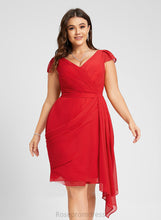 Load image into Gallery viewer, Ruffle Sheath/Column Chiffon Dress Madyson With Ruffles V-neck Cascading Cocktail Cocktail Dresses Knee-Length