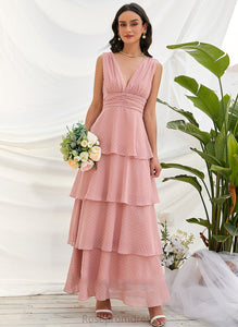 Fabric A-Line Straps Ankle-Length V-neck Silhouette Length Neckline Lucia Sleeveless A-Line/Princess Natural Waist Bridesmaid Dresses