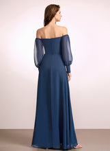 Load image into Gallery viewer, Silhouette Floor-Length Neckline SplitFront Embellishment Length A-Line Off-the-Shoulder Fabric Chana Spandex Floor Length Bridesmaid Dresses