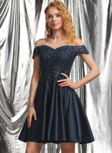 Load image into Gallery viewer, Prom Dresses A-Line Melina Off-the-Shoulder Satin Short/Mini