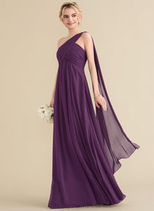 Ruffle Neckline Length Silhouette One-Shoulder A-Line Embellishment Floor-Length Fabric Aurora Sleeveless Empire Waist Bridesmaid Dresses