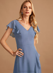 Length Ruffle Neckline Silhouette SplitFront Asymmetrical Embellishment Fabric V-neck A-Line Madalyn Sleeveless Bridesmaid Dresses