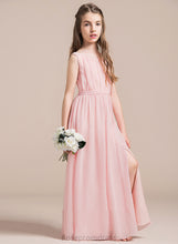 Load image into Gallery viewer, Junior Bridesmaid Dresses Rachael Neck Floor-Length Chiffon A-Line Split Scoop Front With Ruffle