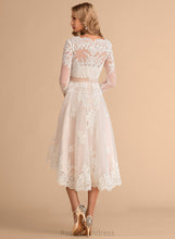 Load image into Gallery viewer, Satin Maisie Asymmetrical A-Line Wedding Dresses Lace Dress Wedding Tulle V-neck