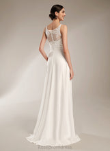 Load image into Gallery viewer, Illusion Chiffon Wedding Dress Wedding Dresses Lace Train A-Line With Tanya Sweep Sequins
