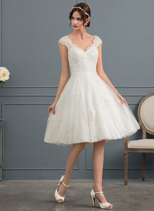 Wedding V-neck Knee-Length A-Line Dayanara Lace Tulle Wedding Dresses Dress