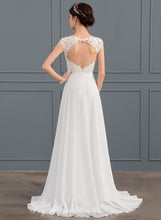 Load image into Gallery viewer, Train Wedding Sweep Wedding Dresses Chiffon A-Line Split Front With Lace Anya V-neck Dress