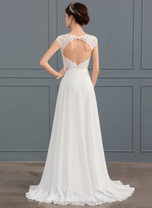 Train Wedding Sweep Wedding Dresses Chiffon A-Line Split Front With Lace Anya V-neck Dress