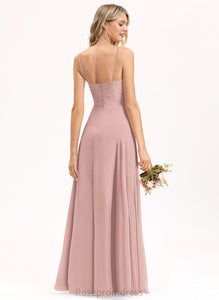 Embellishment Length Silhouette Floor-Length Fabric A-Line Pleated V-neck Neckline Ayanna Sleeveless A-Line/Princess Bridesmaid Dresses