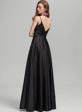 Load image into Gallery viewer, Prom Dresses V-neck A-Line Savanah With Floor-Length Satin Ruffle