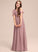 Ruffles V-neck A-Line Cascading Kinley Junior Bridesmaid Dresses Chiffon Floor-Length With