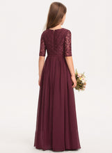 Load image into Gallery viewer, Chiffon Junior Bridesmaid Dresses Neck Scoop A-Line Floor-Length Averie Lace