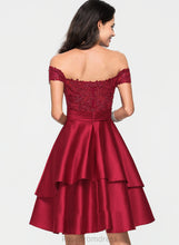 Load image into Gallery viewer, Homecoming Dresses Satin Dress Knee-Length Janiya Homecoming Lace With A-Line Sequins Off-the-Shoulder