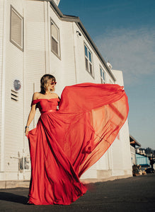 Length Ruffle Fabric Off-the-Shoulder A-Line Neckline Silhouette Embellishment SweepTrain SplitFront Patti Natural Waist Bridesmaid Dresses