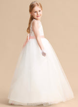 Load image into Gallery viewer, Sleeveless With A-Line Bow(s) (Undetachable Floor-length Karen sash) Dress Flower Girl Dresses Satin/Tulle/Lace Scoop Girl - Neck Flower