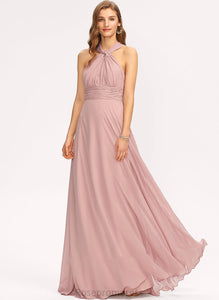 Floor-Length Fabric V-neck Halter Neckline Embellishment Silhouette Length One-Shoulder A-Line Ruffle Ariel Bridesmaid Dresses