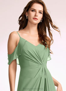 Fabric A-Line Silhouette Neckline Length V-neck SplitFront Asymmetrical Embellishment Anastasia A-Line/Princess Natural Waist Bridesmaid Dresses