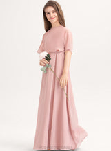 Load image into Gallery viewer, Gillian Neck Floor-Length Junior Bridesmaid Dresses Scoop A-Line Chiffon
