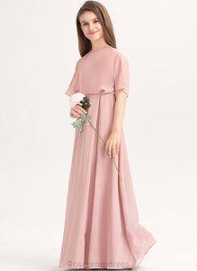 Gillian Neck Floor-Length Junior Bridesmaid Dresses Scoop A-Line Chiffon