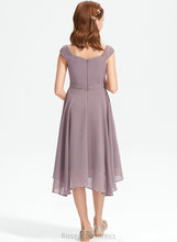 Load image into Gallery viewer, Ruffle With A-Line V-neck Catherine Lace Chiffon Knee-Length Junior Bridesmaid Dresses