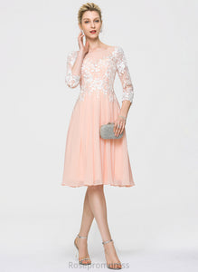 Lace With Dress Lace Cocktail Dresses Knee-Length Lucinda A-Line Chiffon Neck Cocktail Scoop