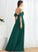 Length Off-the-Shoulder Embellishment A-Line Fabric Silhouette Floor-Length Neckline SplitFront Azul Bridesmaid Dresses