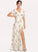Flower(s) Floor-Length Neckline Length Embellishment A-Line Fabric SplitFront Silhouette V-neck Rylee Natural Waist Bridesmaid Dresses
