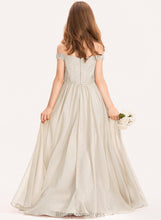 Load image into Gallery viewer, A-Line Off-the-Shoulder Floor-Length Lace Thelma Junior Bridesmaid Dresses Chiffon