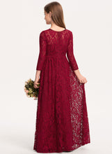 Load image into Gallery viewer, A-Line Junior Bridesmaid Dresses Scoop Lace Neck Floor-Length Millie