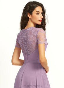 A-Line Fabric Straps Lace Length Silhouette Neckline ScoopNeck Floor-Length Katherine Spaghetti Staps A-Line/Princess Bridesmaid Dresses