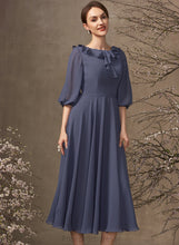 Load image into Gallery viewer, A-Line Ruffles Mother With Dress Tea-Length Mother of the Bride Dresses Cascading the Bride Yuliana Scoop Chiffon of Neck