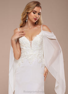 Cold Josie Wedding Dresses Lace Shoulder Train Sweep Trumpet/Mermaid Dress Wedding Chiffon