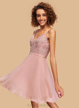 Load image into Gallery viewer, V-neck Chiffon Homecoming Dresses Homecoming Short/Mini A-Line Kristin Dress Lace With