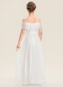Junior Bridesmaid Dresses Off-the-Shoulder Lace Elizabeth Asymmetrical A-Line