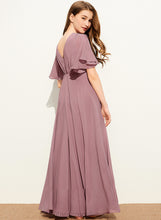 Load image into Gallery viewer, Floor-Length Junior Bridesmaid Dresses With A-Line V-neck Jacquelyn Ruffle Chiffon
