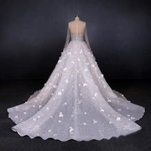 Load image into Gallery viewer, Stunning Long Sleeve Ball Gown 3D Flowers Wedding Dresses, Long Wedding Gowns SRS15435