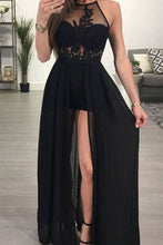 Load image into Gallery viewer, Sexy Black Long Prom Dresses With Appliques Slit Dresses