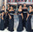 Charming Off the Shoulder Mermaid Dark Navy Blue Bridesmaid Dresses with SRS20457