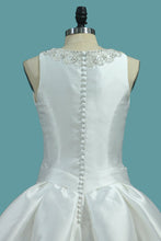 Load image into Gallery viewer, 2023 A Line Wedding Dresses Satin Scoop With Beading Court Train