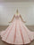 Elegant Ball Gown Pink Long Sleeves Appliques Prom Dresses, Quinceanera SRS20481