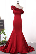 Load image into Gallery viewer, 2024 New Arrival One Shoulder Evening Dresses Mermaid Satin Sweep Train
