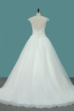 Load image into Gallery viewer, 2024 Wedding Dresses Scoop A Line Organza With Applique And Beads