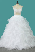 Load image into Gallery viewer, 2024 Scoop Tulle With Applique Detachable Wedding Dresses Zipper Up