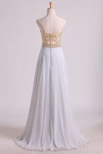 Load image into Gallery viewer, 2024 Prom Dresses Sweetheart A Line With Beads Floor Length Chiffon